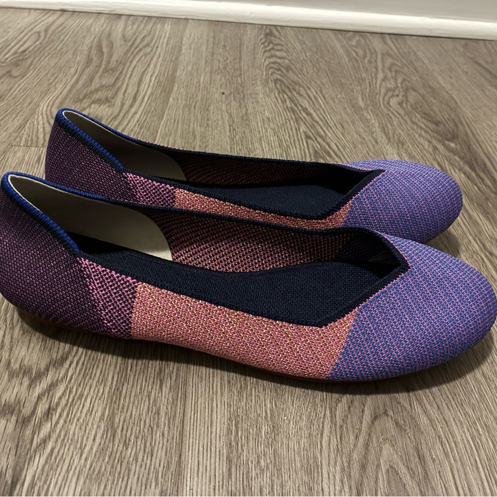 Rothy's Women's Metallic Ballet Flats in Pink and Purple